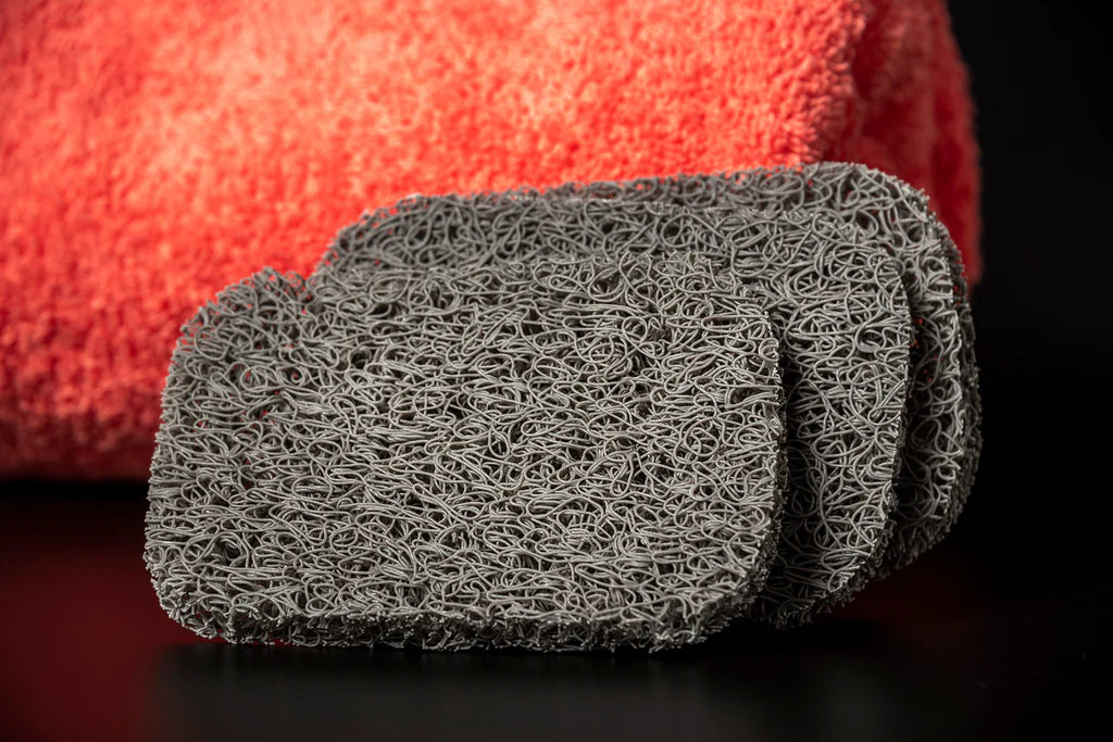 Gray and White BPA-free bar saver pad for soap and shampoo bars