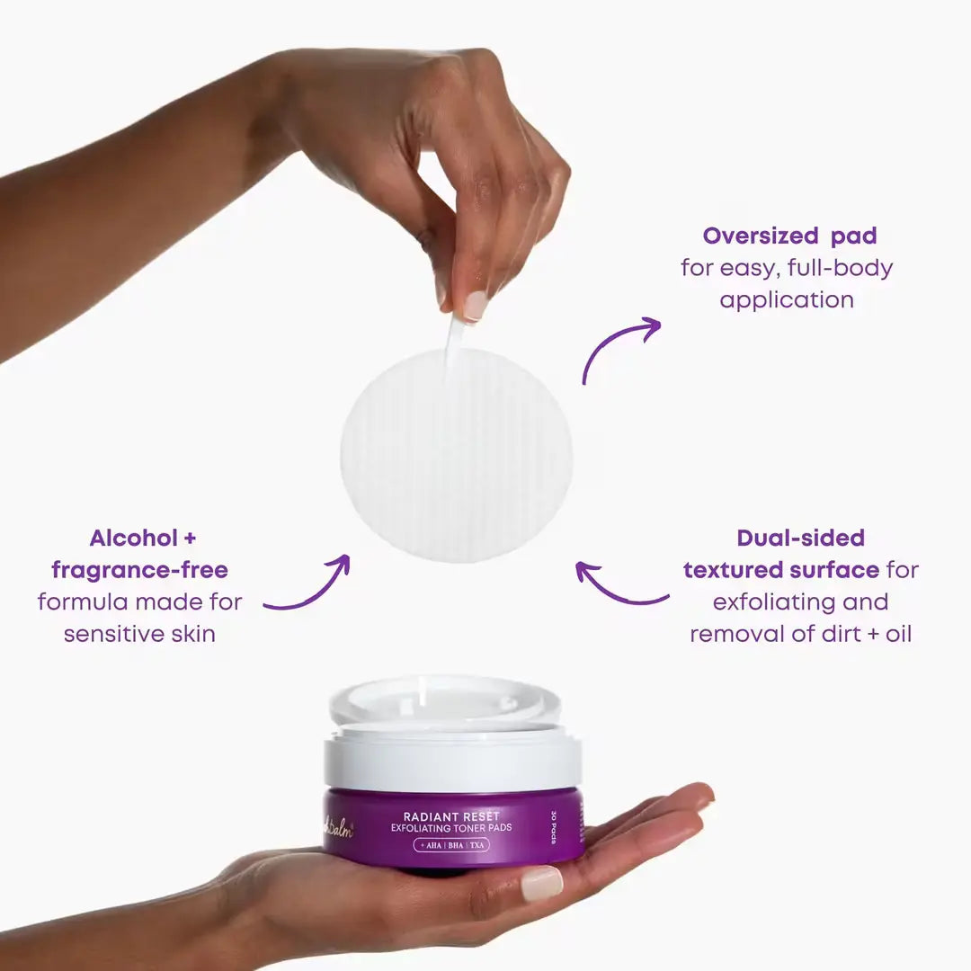 BushBalm | AHA/BHA/TXA Radiant Reset Exfoliating Toner Pads Details