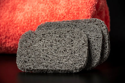 Gray and White BPA-free bar saver pad for soap and shampoo bars