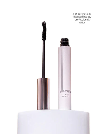 Side view of Elleebana Elleevate Keratin Black Aftercare Mascara enriched with Keratin, Arginine, and Biotin.