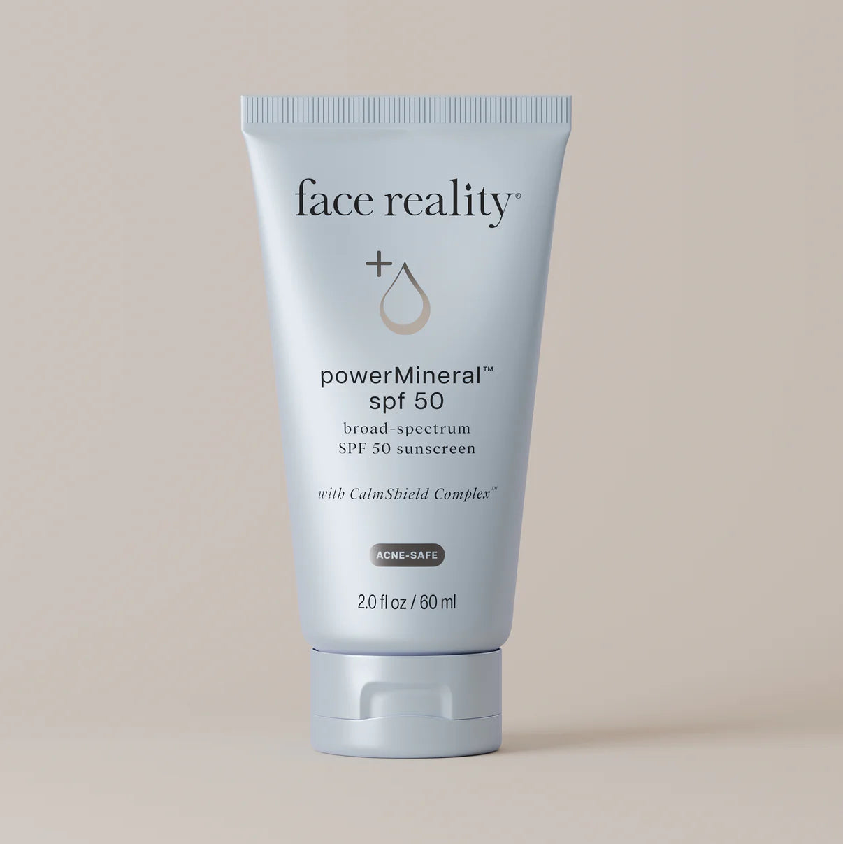 Face Reality Skincare powerMineral SPF 50 mineral sunscreen for acne-prone skin.