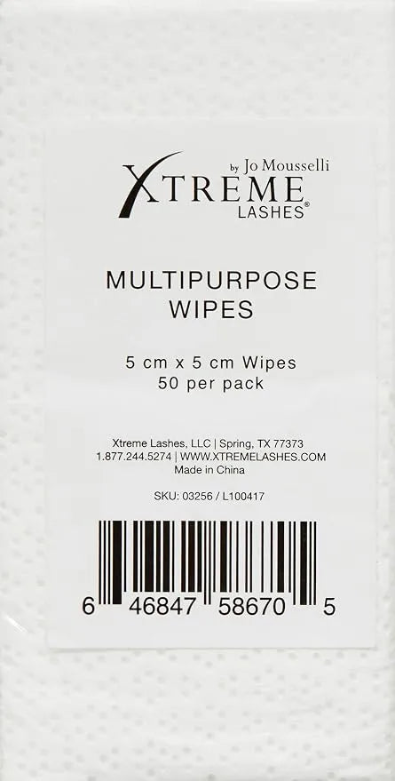 Xtreme Lashes Multipurpose Wipes 50 pack for lash tool cleansing.