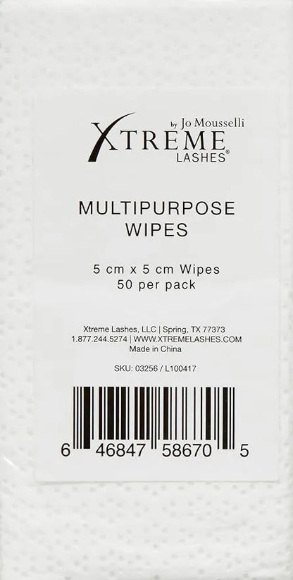 Xtreme Lashes Multipurpose Wipes 50 pack for lash tool cleansing.